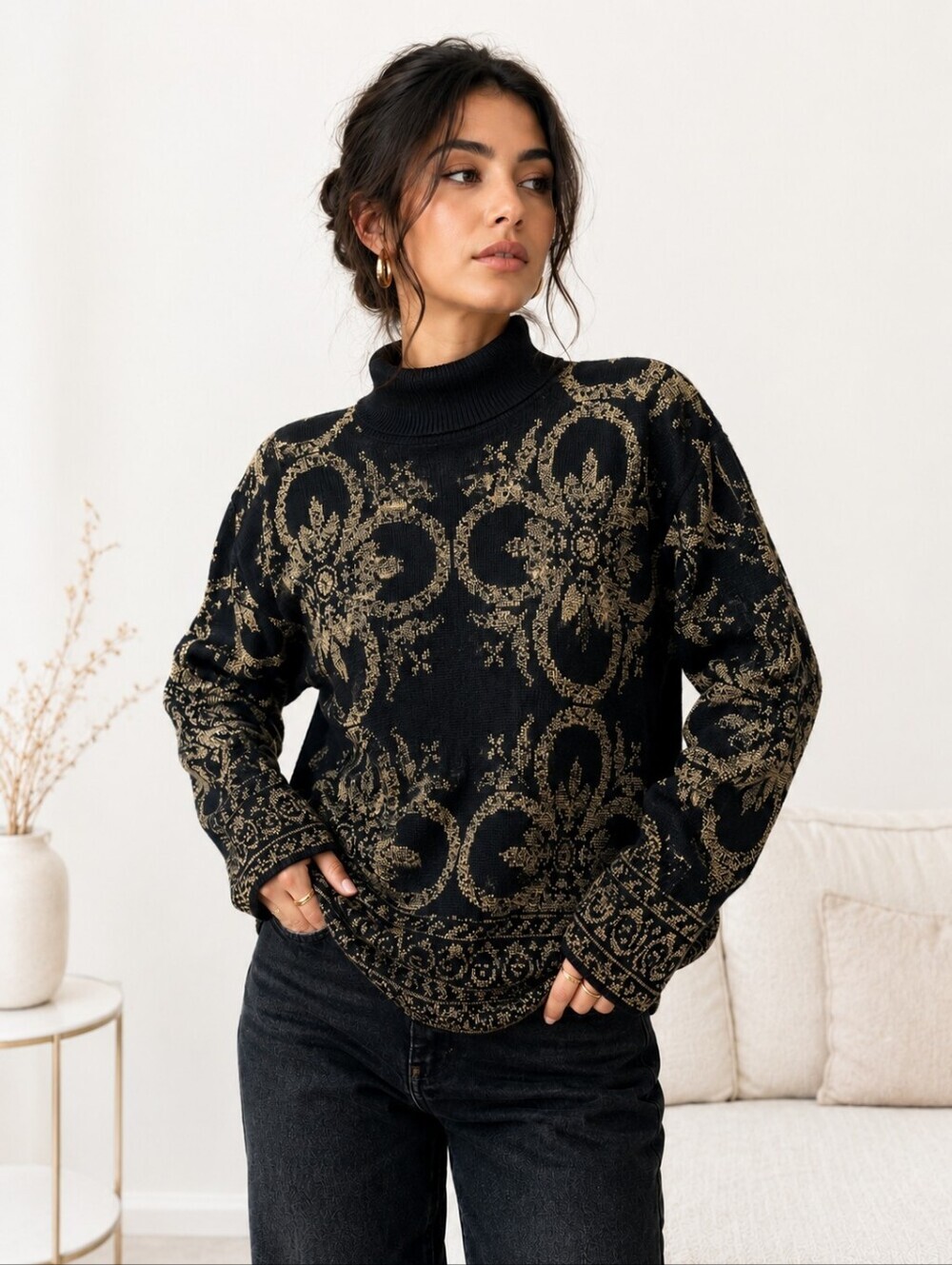 Vintage Pierre Cardin Metallic Gold&Black Sweater